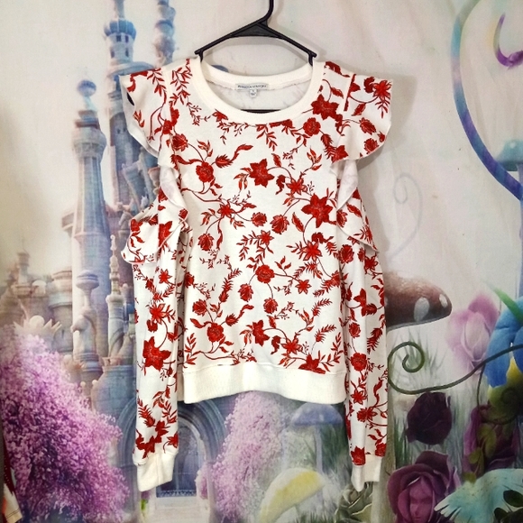 Rebecca minkoff floral cold shoulder top - Picture 1 of 6